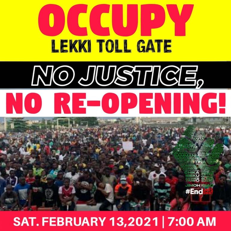 #OccupyLekkiTollGate Trends as Nigerians Plan Another Protest Over Re-opening of Lekki Tollgate